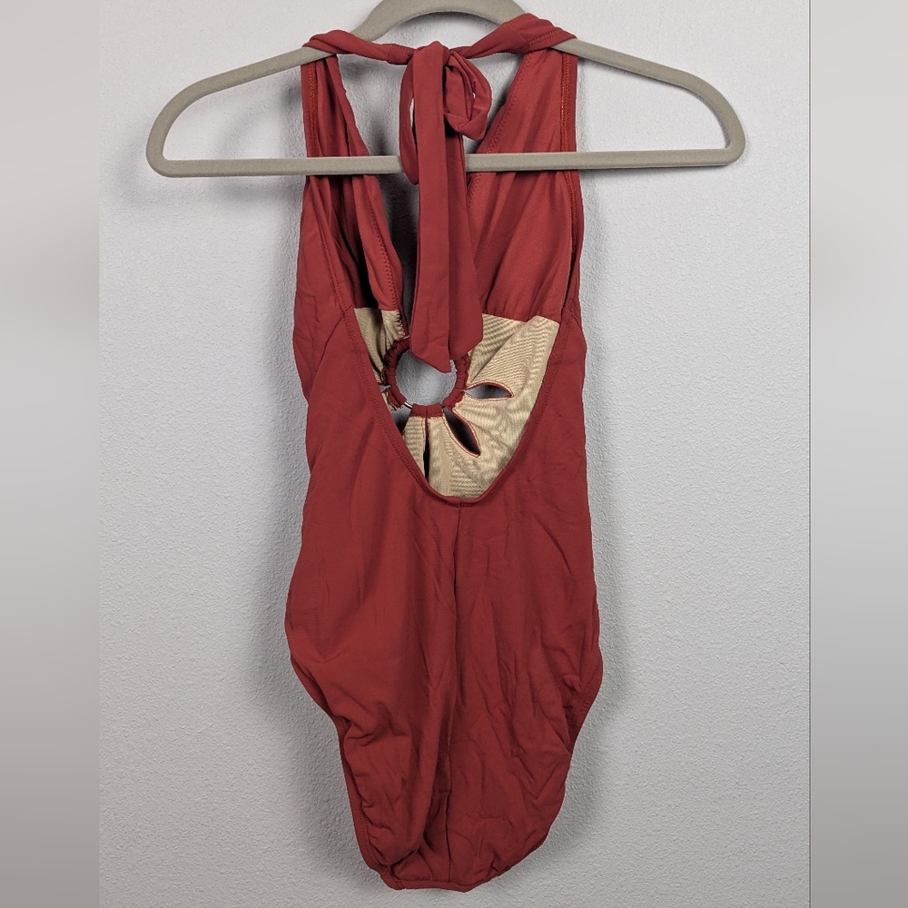 Red Cutout One-Piece Swimsuit - Picture 2 of 3